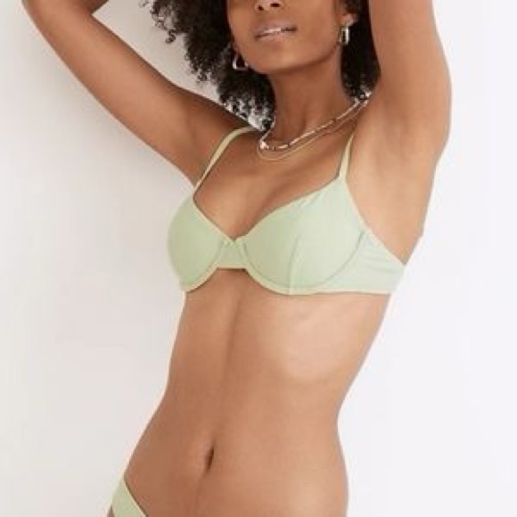 Madewell Second Wave Underwire Bikini Set Sage Green Size M Top / S Bottom NWT - Picture 2 of 13